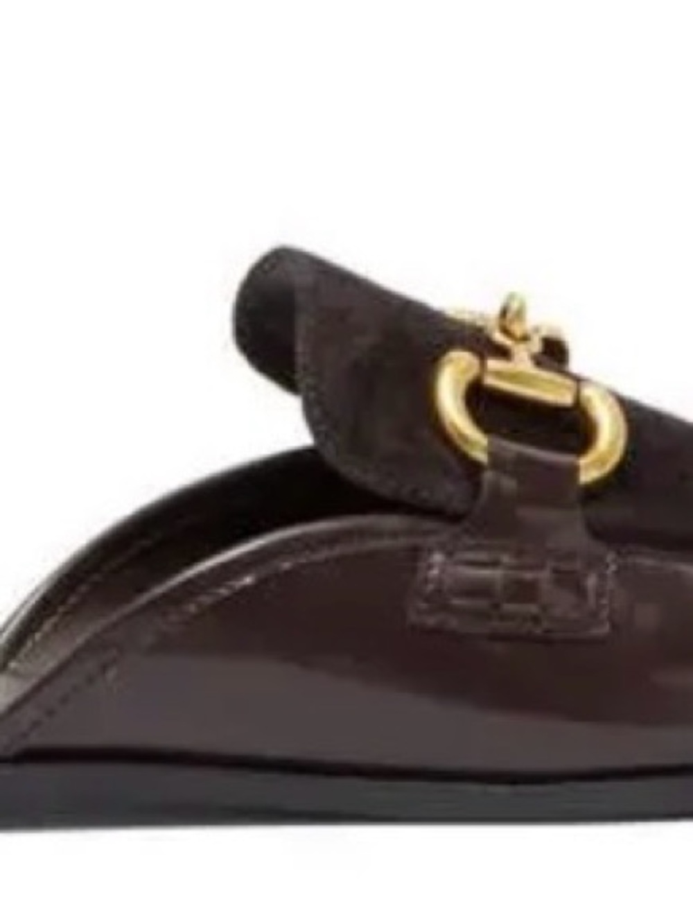 Jeffrey Campbell Dark Brown Leather & Suede Mule with Gold Horsebit - Picture 3 of 5